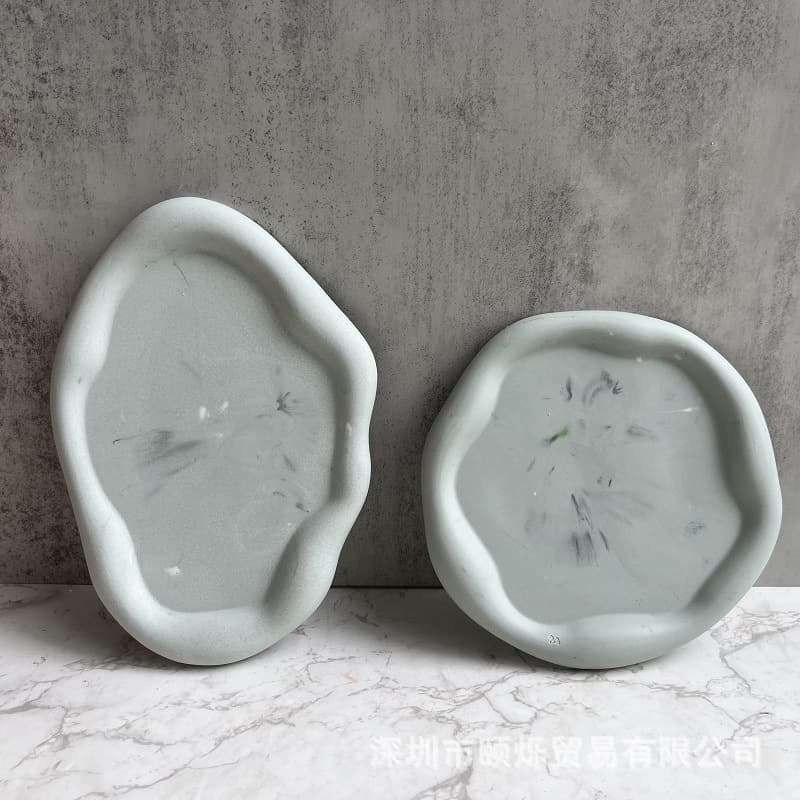 Irregular Cloud Plate Tray Mold Round Oval Coaster Tray Decoration Storage Plaster Silicone Mold