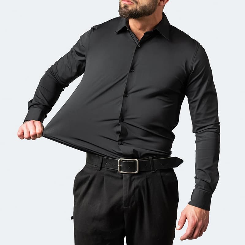 Cross-border Four-way Stretch Wrinkle-free Men's Long-sleeve Shirt, Plus Size, Business Workwear Office Shirt for Men