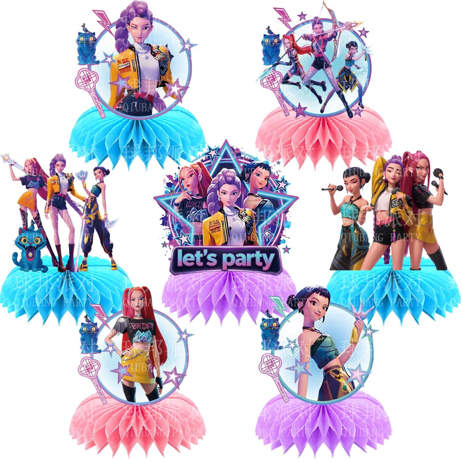 Witch Hunter Honeycomb Table Party Decoration Supplies Honeycomb Ornaments HUNTR/X Witch Hunter Honeycomb Desktop Ornaments