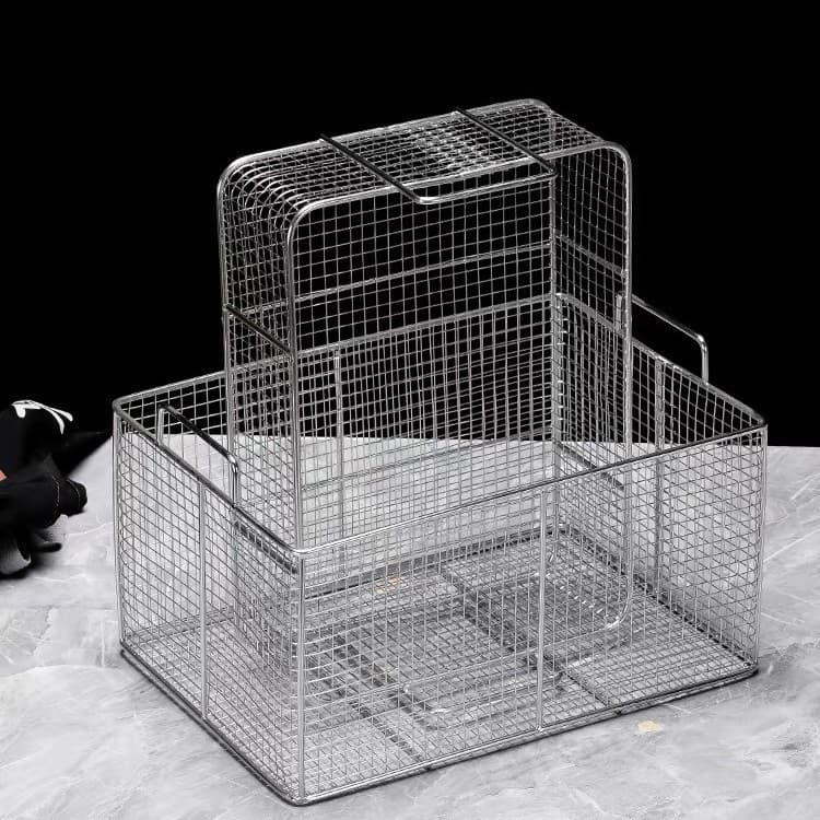 304 Stainless Steel Fry Basket Commercial Square Oil Filter Net Doughnut Basket Fried Chicken Breading Shake Basket Snack Oil Control Basket
