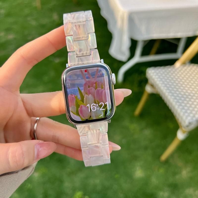 Spring/Summer New Lightweight Resin Apple Watch Band Compatible with Apple Watch 1 9 8 SE 3 Unisex S10
