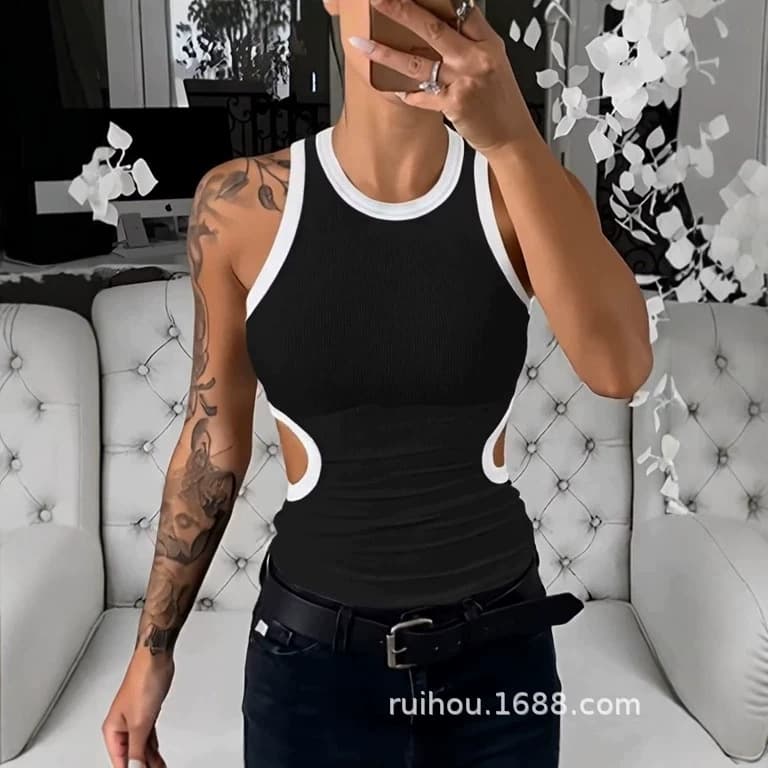 2026 cross-border slim fit pit round neck halter neck waist slimming vest top