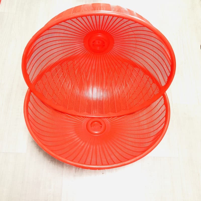 Large Red Round Food Cover for Dishes and Rice, Mosquito and Fly Proof, Large Food Dome, Plastic Food Cover Kitchen Supplies