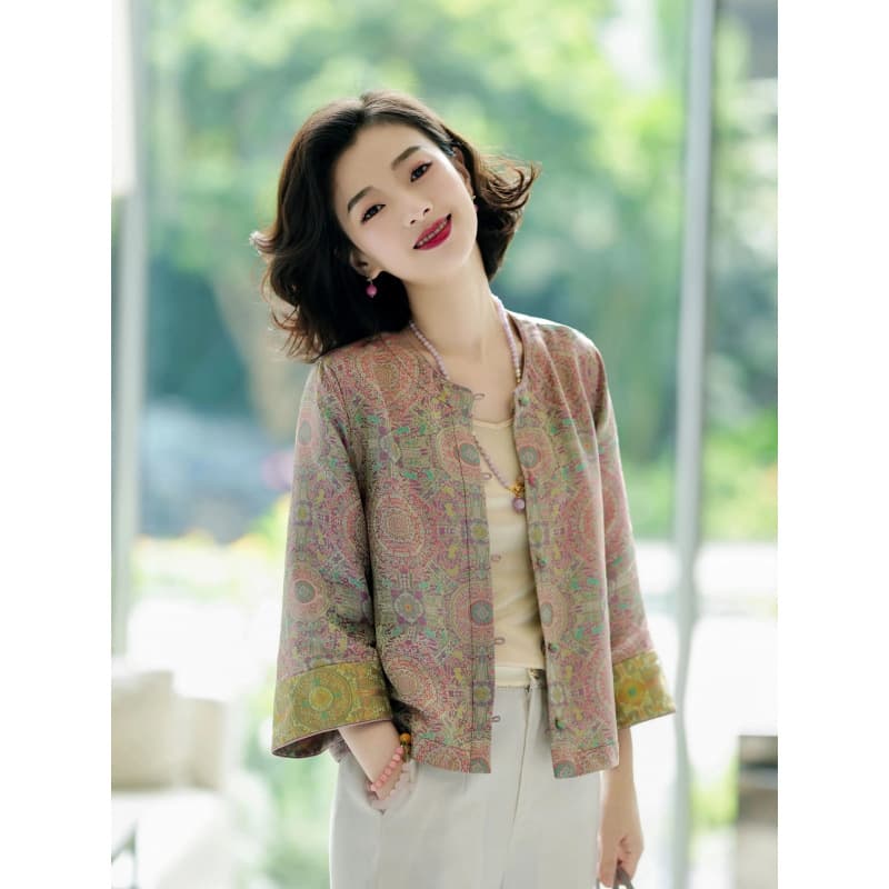 Song Brocade Silk-Like Top 26 Early Autumn New Women's Wear Reversible New Chinese Style Jacket Women Vintage National Style Blouse