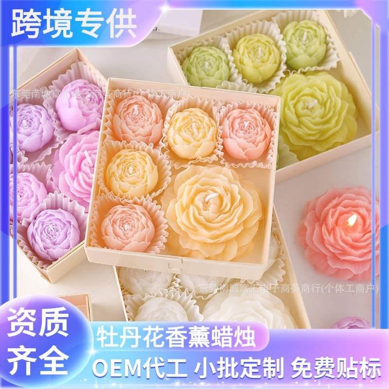 Peony Scented Candle Gift Box with Soy Wax and Essential Oil - Hot Selling Home Fragrance Candle, Drop Shipping