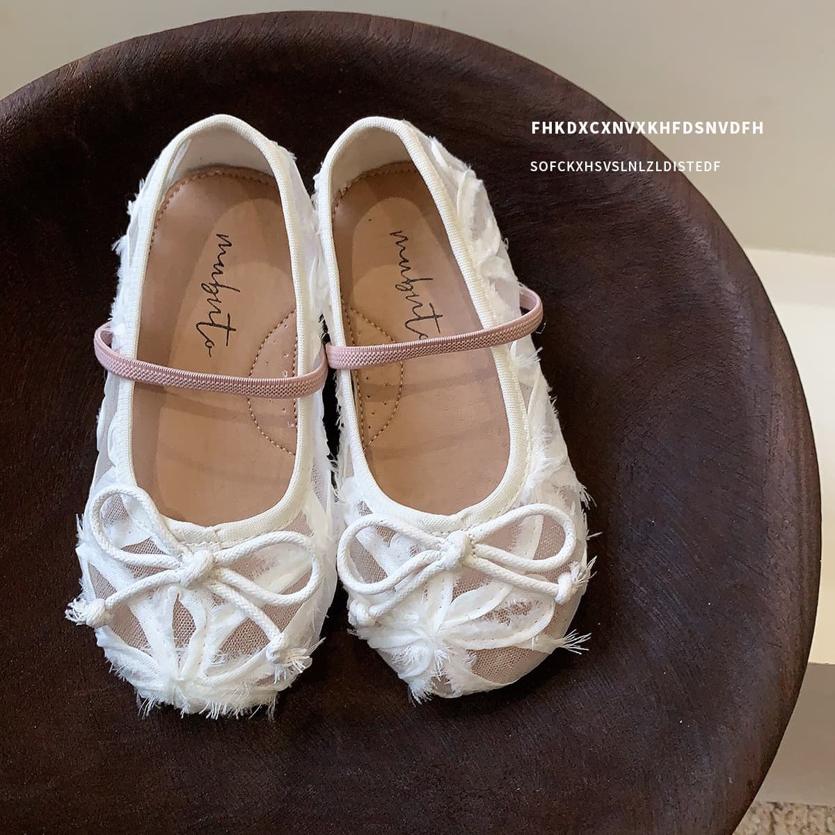 White Summer Mesh Children's Ballet Shoes for Toddlers, Little Girls Princess Shoes, Breathable Mesh Baby Feather Shoes