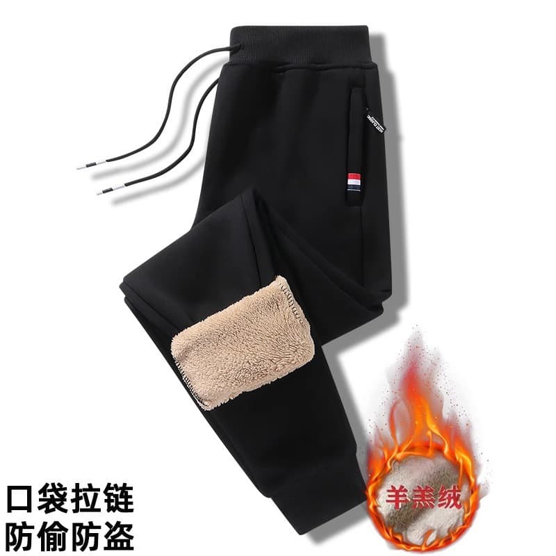 Clearance Deal Fleece-Lined Men's Winter Pants Thickened Warm Athletic Long Pants Sweatpants Plus Size Casual Pants