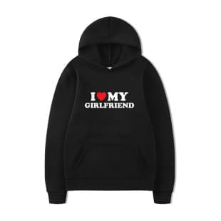 Cross-Border I LOVE MY GIRLFRIEND Heart Graphic Hoodie Men Women Casual Loose Pullover