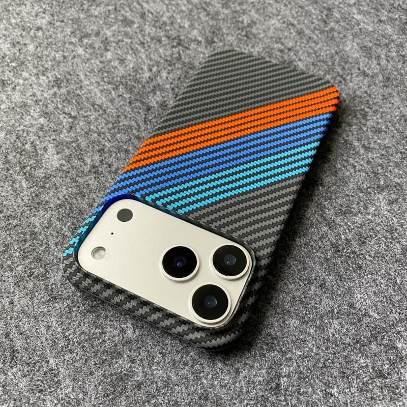 Suitable for iPhone 17pm mobile phone case half pack carbon fiber pattern Apple 16pm simple anti-fall hard shell protective cover 15