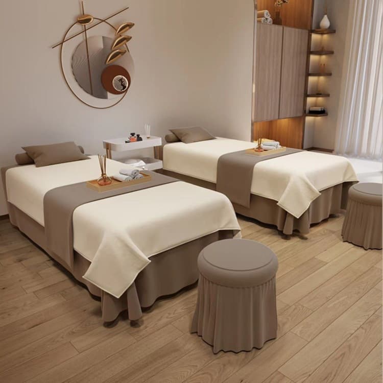 High-end beauty bedspread four-piece set for beauty salons, massage and therapy pure cotton sheets, hair washing and ear picking bedspreads wholesale