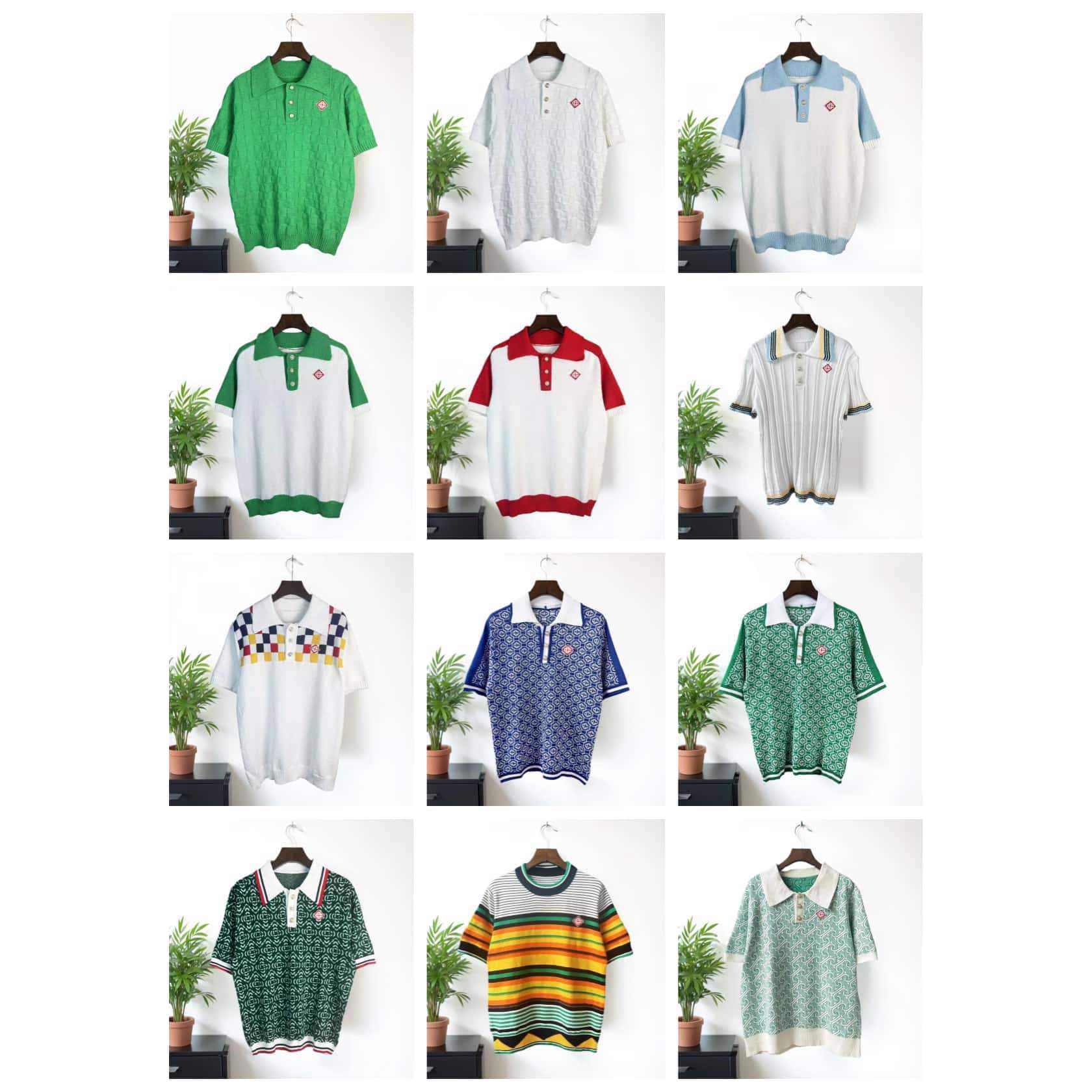 CASA Blanca Contrast Collar Short-Sleeve Polo Shirt for European and American Cross-Border Trade