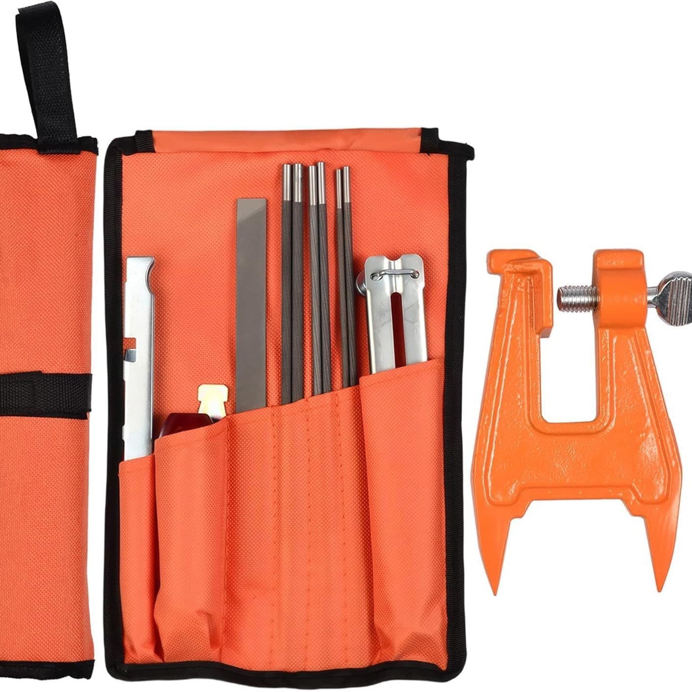 10-Piece PC Chainsaw Sharpener 5/32 Inch 11/64 Inch Round Chainsaw File Orange Bag Set