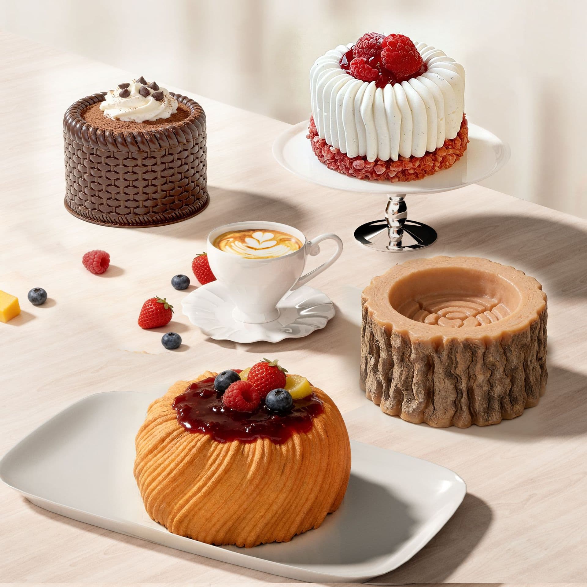 New Single Cavity 4-Inch Tree Stump Charlotte Flower Basket Mousse Food-Grade French Dessert Baking Cake Silicone Mold