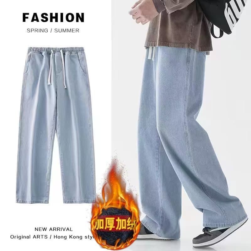 Men's Jeans Yellow Mud Dye Trend Brand Autumn/Winter New Loose Straight-Leg American Retro High-Street Wide-Leg Pants for Men