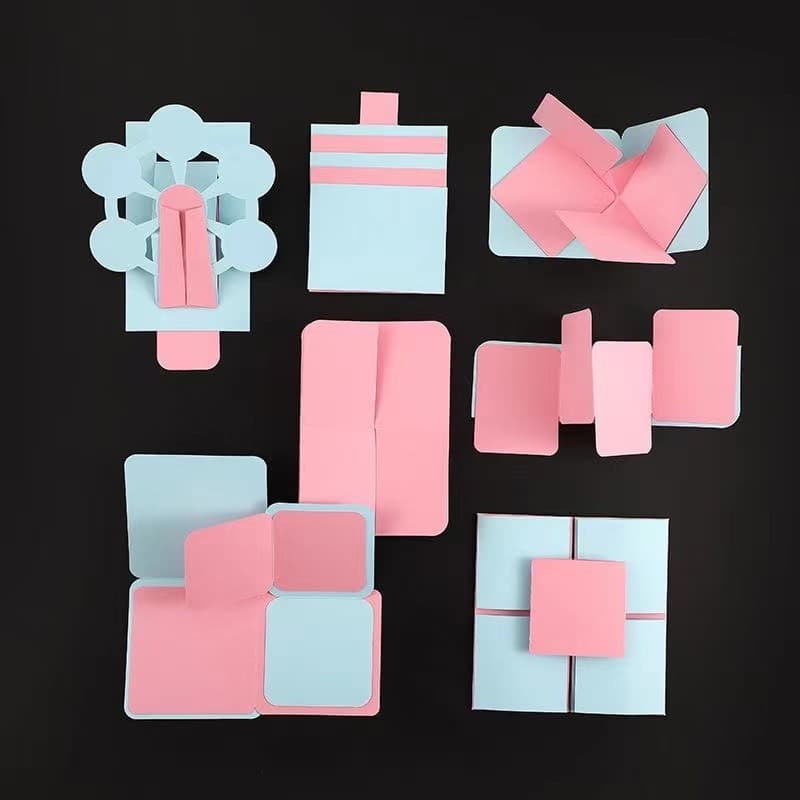 DIY 3D Small Mechanism Semi-Finished Production 3D Photo Album Small Mechanism Blue Pink Cute Colors Graduation Gift