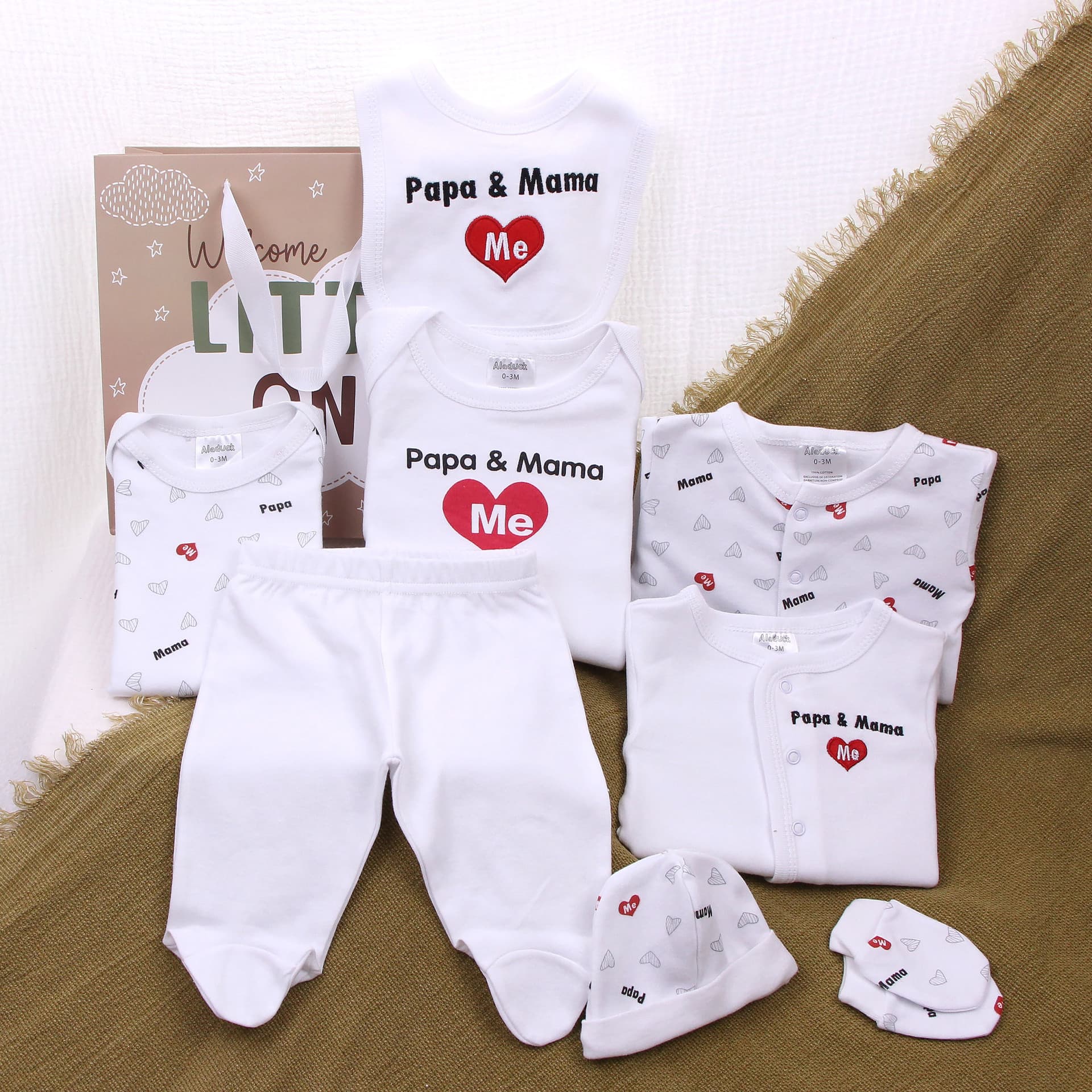 Newborn Gift Set Baby Romper Bodysuit 100% Cotton Boys Girls Full Moon Baby Clothes