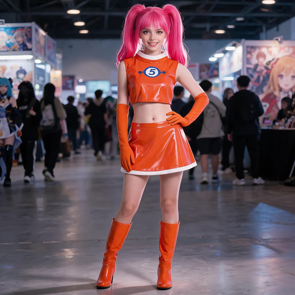 Game Space Channel 5 Dancing Lala Cos Costume Halloween Cosplay Ulala Orange Female Skirt Comic Exhibition Suit