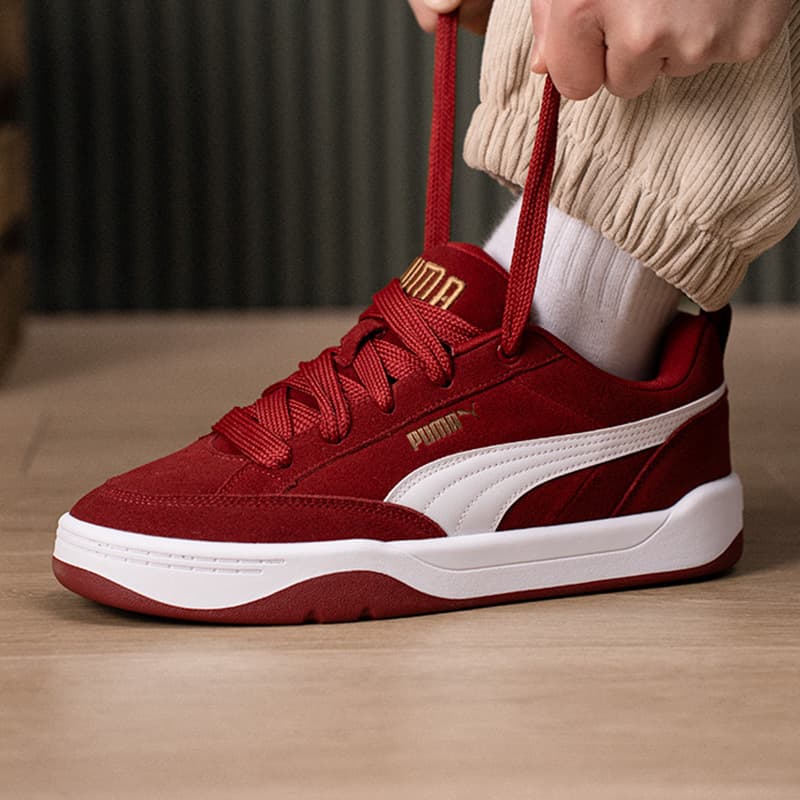 [Original Label and Box] Pure Original PM Red Sneakers Thick-Soled LIFESTYLE Unisex Casual White Shoes Logo Riding Shoes