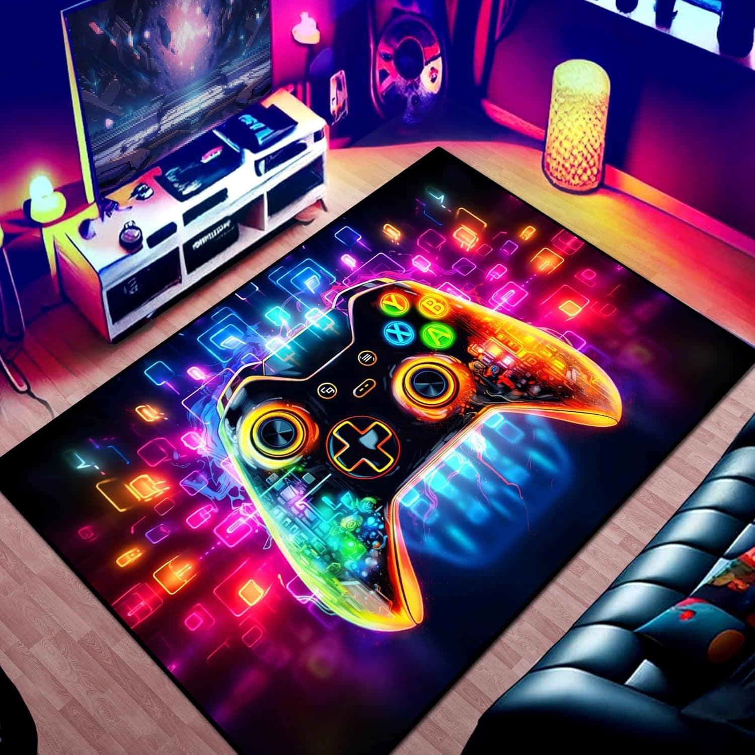 Cool game console handle carpet, e-sports room decorative blanket, bedroom bedside rug, floor mat, cross-border labeling and shipping