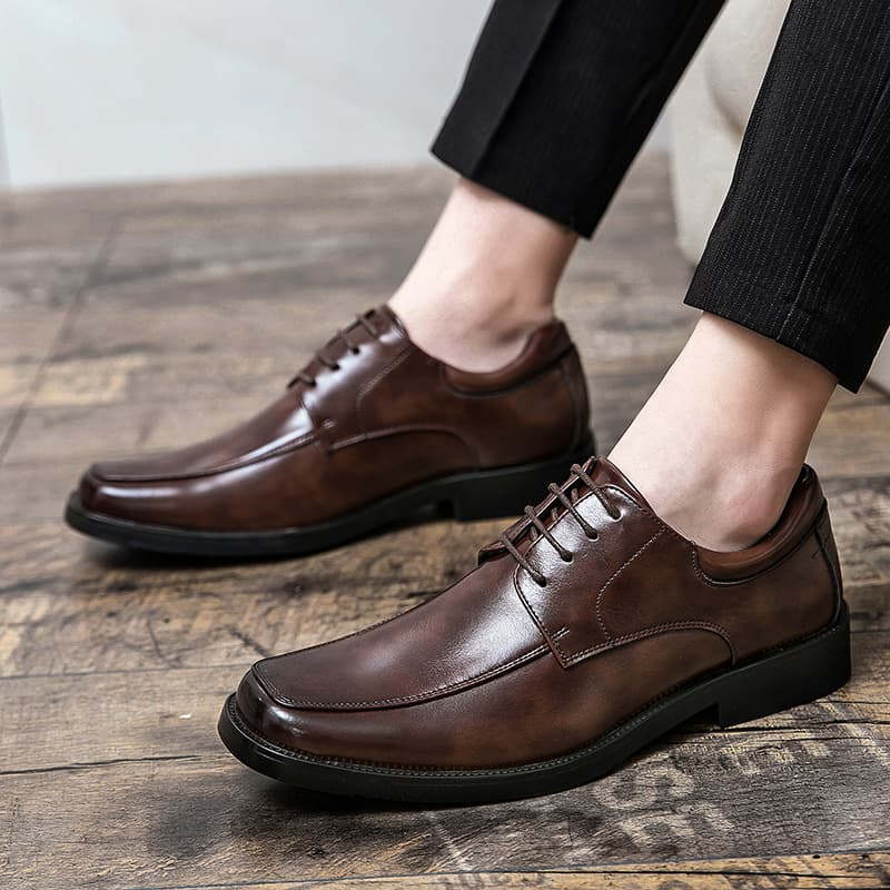 Cross-border Square-toe Men's Leather Shoes Formal Personality Large Size 45 Business Formal 46 Premium 47 Suit 48 Wedding Shoes