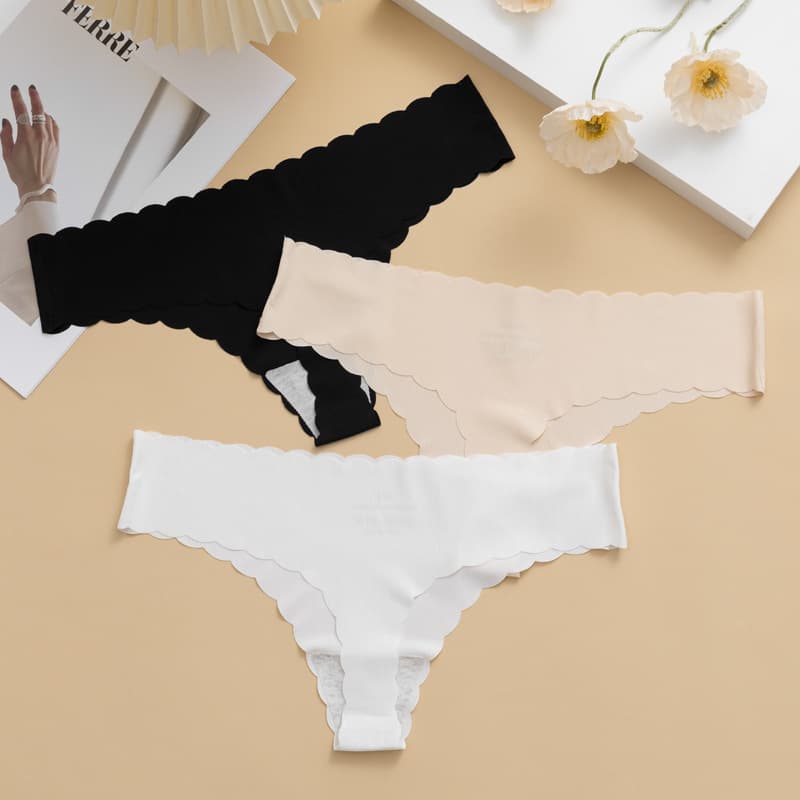 Cross-border Seamless Ice Silk Sports Quick-Dry Yoga Panties for Women Mid-Rise Breathable Wave Edge Sexy Panties