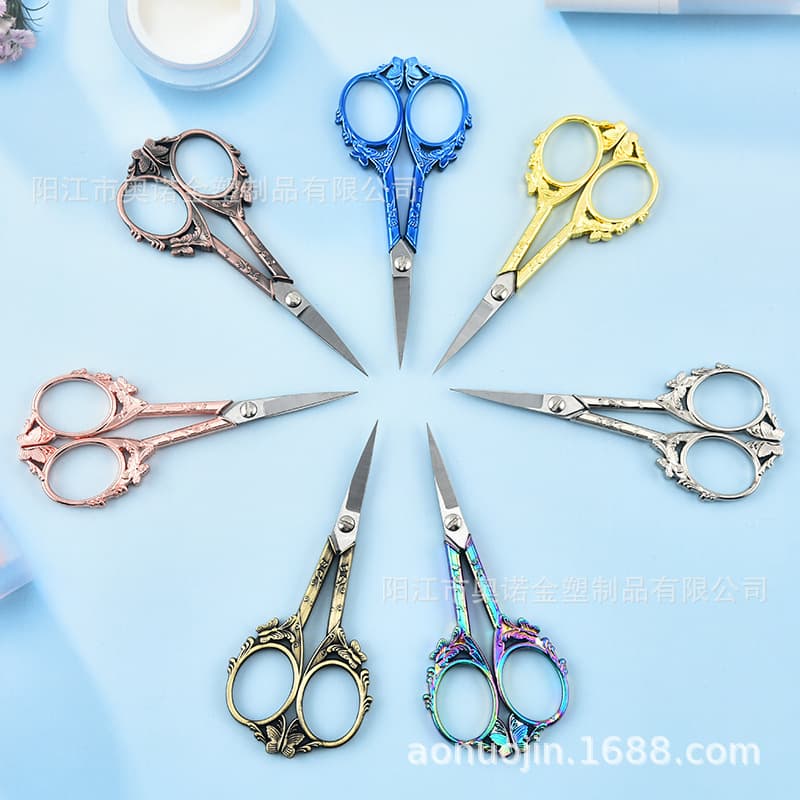 2023 New Spot Butterfly Scissors Retro Scissors Office Tailoring Small Scissors Yarn Embroidery Thread Scissors Home Scissors