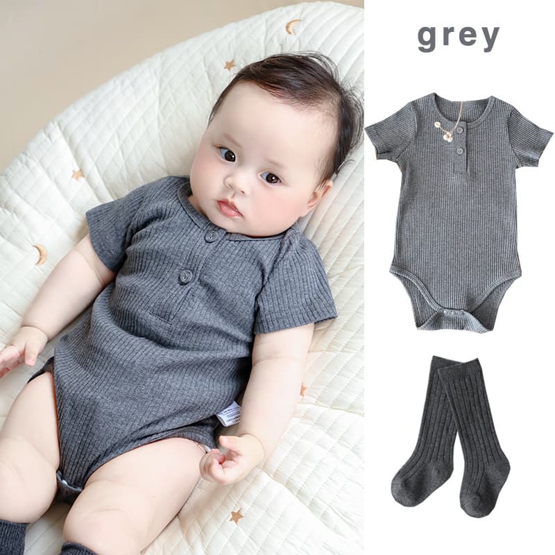 Baby Summer Bodysuit 2026 100% Cotton Class A Danish Solid Ribbed Baby Bodysuit
