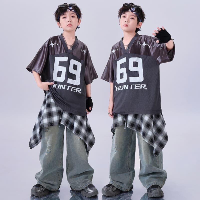 Children's street dance trendy clothing for Children's Summer Street Trendy Cool Performance Costumes Boys' Hip-Hop Hiphop Performance Costumes