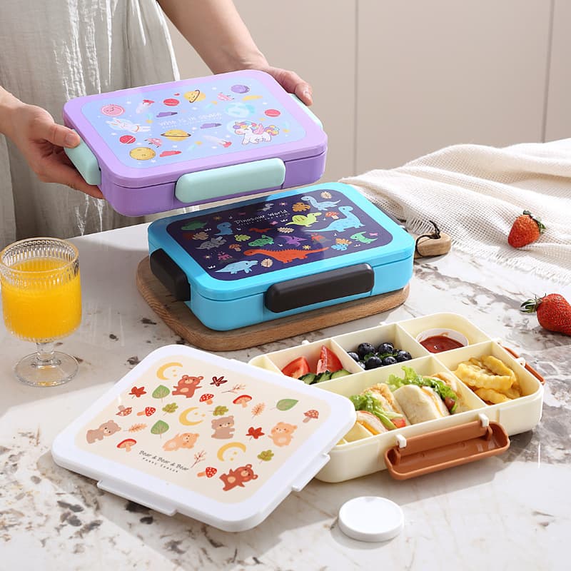 Portable Student Lunch Box Salad Microwave Safe Bento Box Modern Simple Style Square Shape Non-Insulated for School And Office