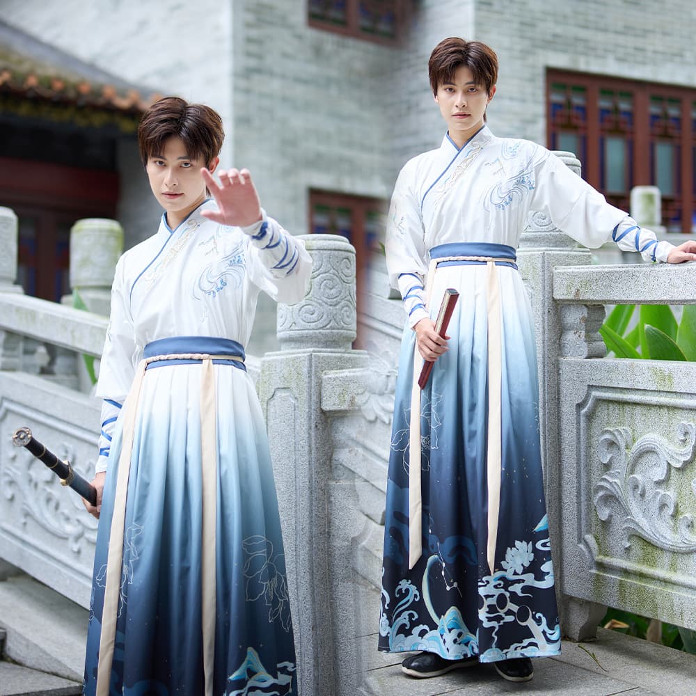 Real Shot Original Retro Hanfu Couple Wear Embroidered Knight Chinese Style Wuxia Ethereal Flowy CP Set