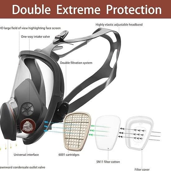 Full Face Gas Mask for Cross-border Firefighting, Chemical, Painting, Decoration, Dust and Formaldehyde Protection, Volcanic Face Mask Dust Respirator