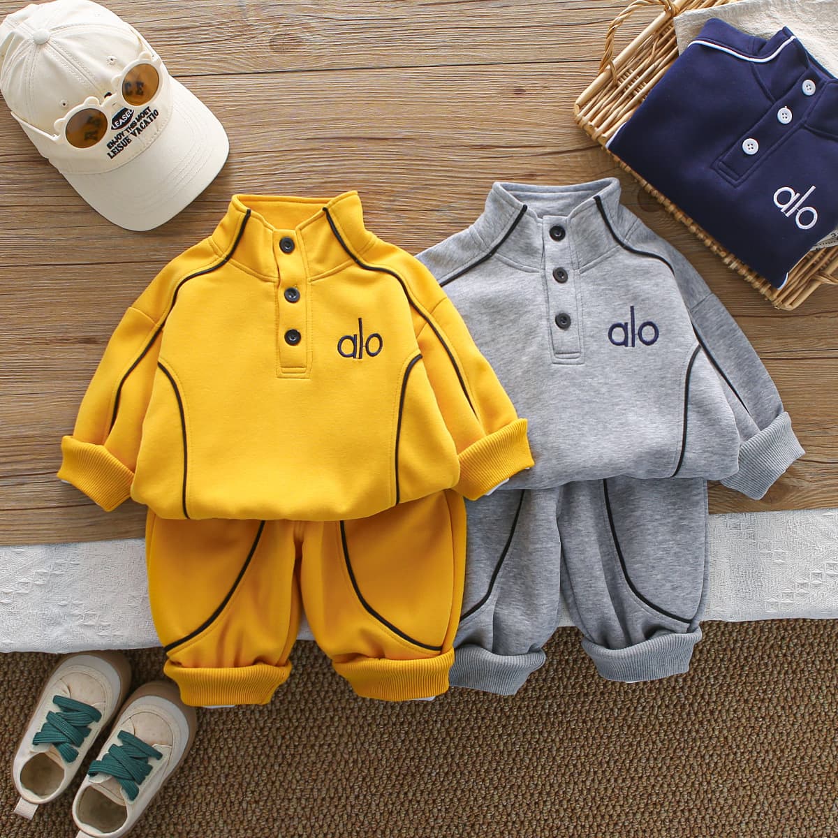 Kids' Casual Letter Hoodie Set 2026 Spring New Style, Boys and Girls Sporty Comfortable Trendy Two-Piece Outfit