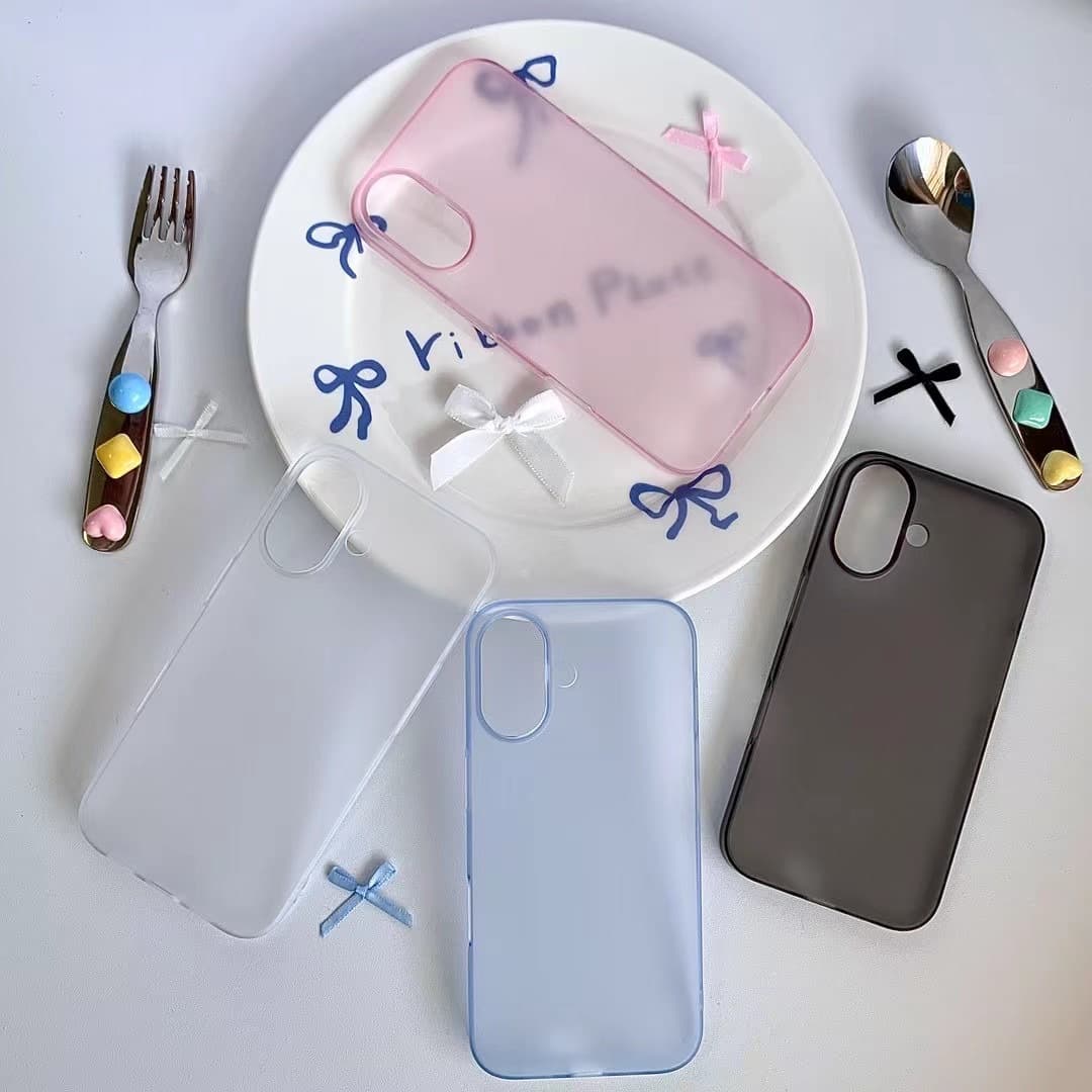 Compatible with Apple 16 Case Ice Mist Ultra-Thin iPhone15 Transparent Frosted 14 Anti-Fingerprint Large Hole 13 Protective Cover