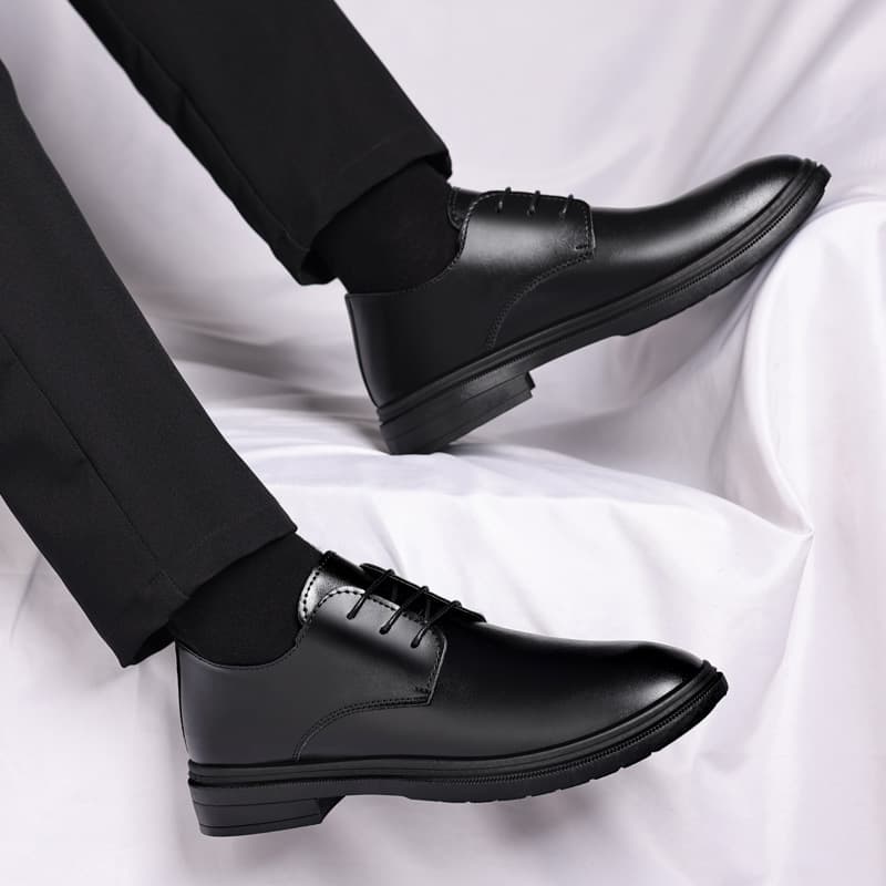 Free Shipping New Men's Leather Shoes High-End Business Casual Dress Shoes Youth Trendy Breathable Men's Leather Shoes Invisible Height Increase