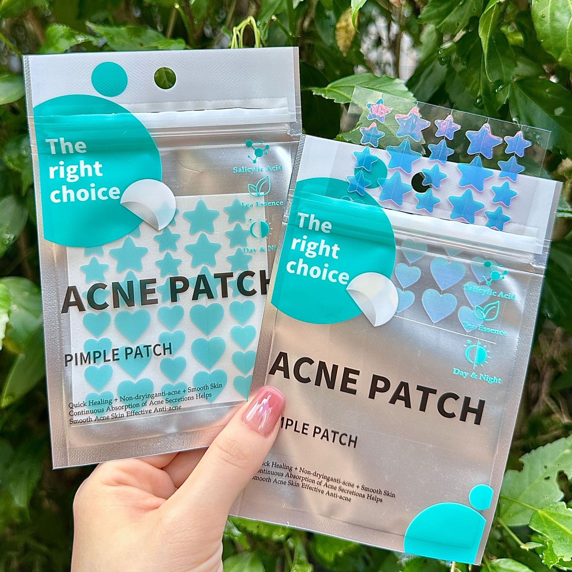 Star-shaped hydrocolloid acne patches cover acne scars, absorb pus, and shrink pimples. These thin, heart-shaped acne patches are available for dropshipping and are effective against acne.