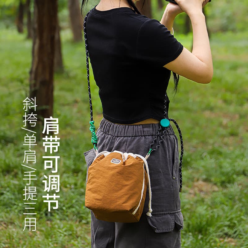 Simple Time Nylon Waterproof Mirrorless Camera Bag for Women, Drawstring Crossbody Bag, Travel Inner Lens Photography Bag