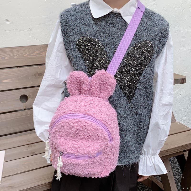 Children's Backpack 2025 New Cute Cartoon Plush Single Shoulder Crossbody Bag Korean Version Boys and Girls Stylish Small Backpack