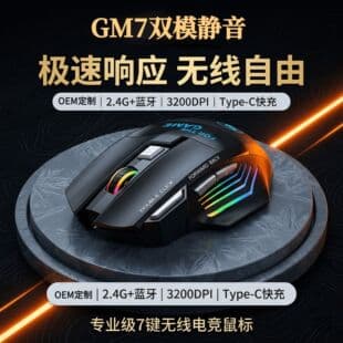 Senlangni Wireless Dual-Mode Gaming Mouse Type-C Rechargeable Silent RGB Illuminated Esports 7-Button Computer Mouse