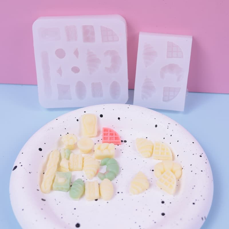 Croissant Tart Cheese Hot Dog Donut Bread Waffle Gingerbread Man Mini Breakfast DIY Silicone Mold