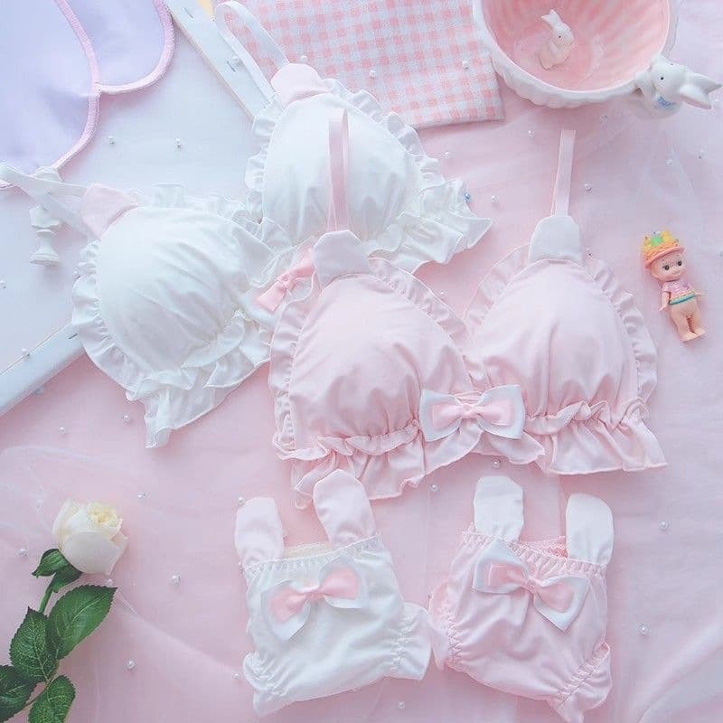 Rabbit ears girl underwear thin loli cute Japanese suit student bra no steel ring soft girl bra