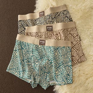 Cotton Wholesale American Retro Ethnic Style Men's Boxer Briefs Pure Cotton Breathable Trendy Amaya Print
