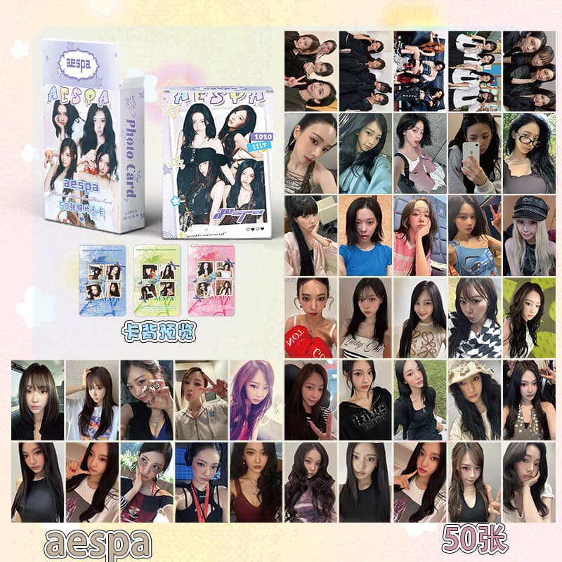 aespa Laser Photo Cards 50 Liu Zhimin Ning Yizo Same Style Peripherals Polaroid Card LOMO Card Postcard