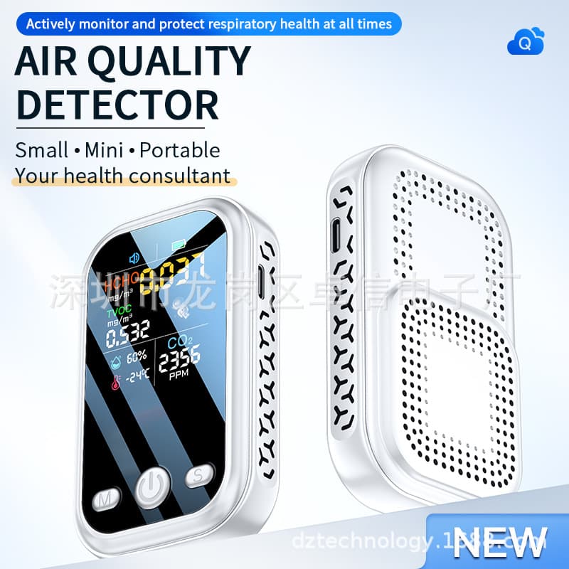 D7 Portable CO2 Air Quality Detector, Handheld Formaldehyde and CO2 Monitor with Indoor Temperature and Humidity
