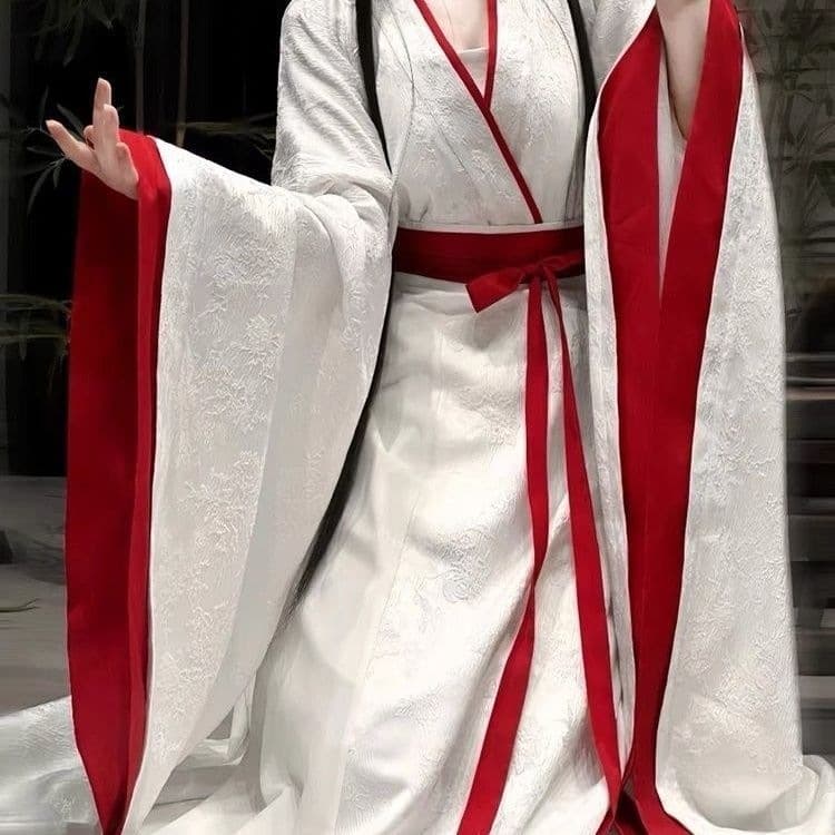 Flowers in the Rain: Ju Jingyi's Same-Style Ancient Costume Hanfu for Women, Chinese-Style Wei-Jin Cross-Collar Loose Waist-Length Straight Skirt and Ru Ensemble