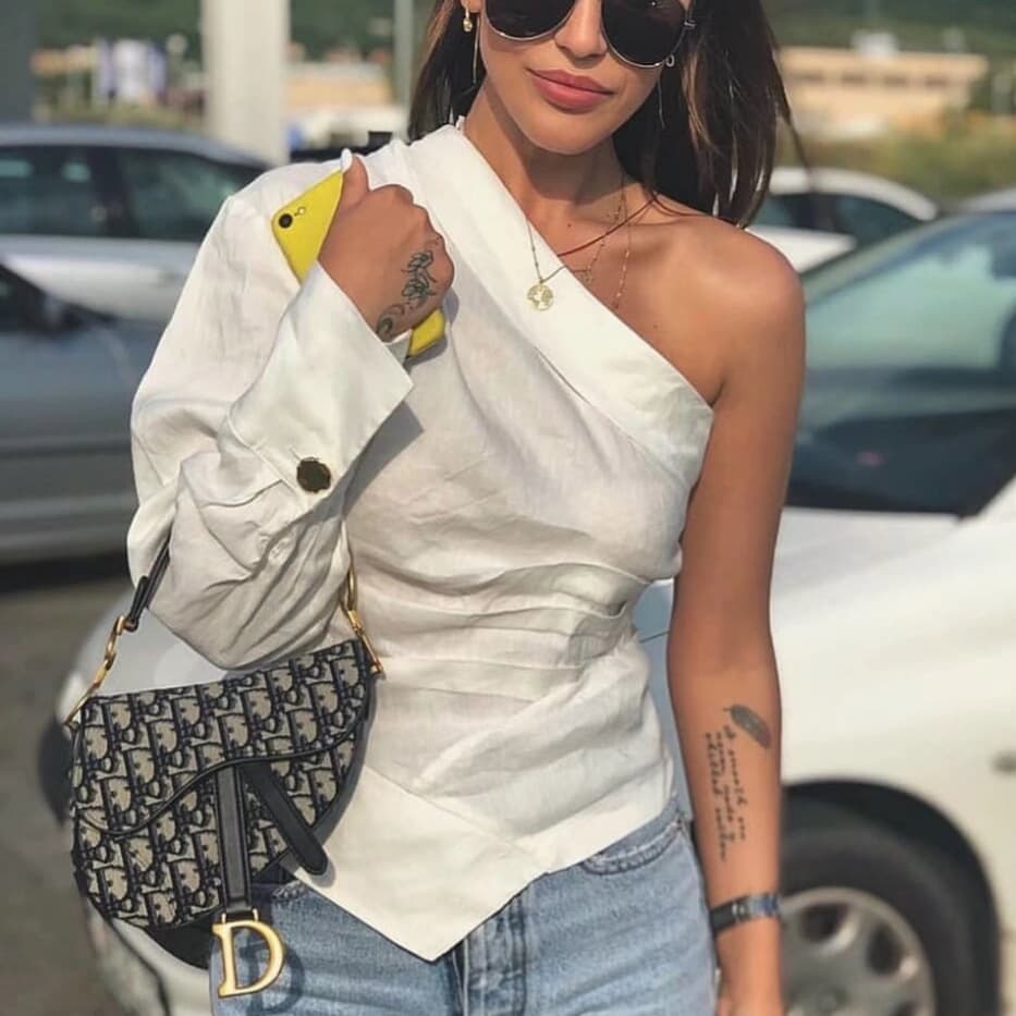 Amazon cross-border batch of European and American clothing 2025 summer sexy slim-fit oblique one-shoulder long-sleeved shirt irregular top