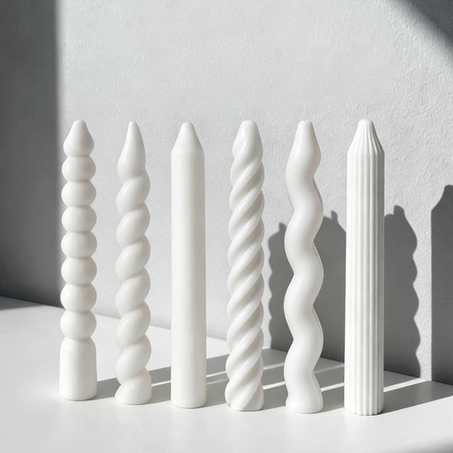 Jiahuimei Striped Long Pillar Candle Silicone Mold Threaded Long Rod Rotating Handmade Aromatherapy Candle Silicone Mold