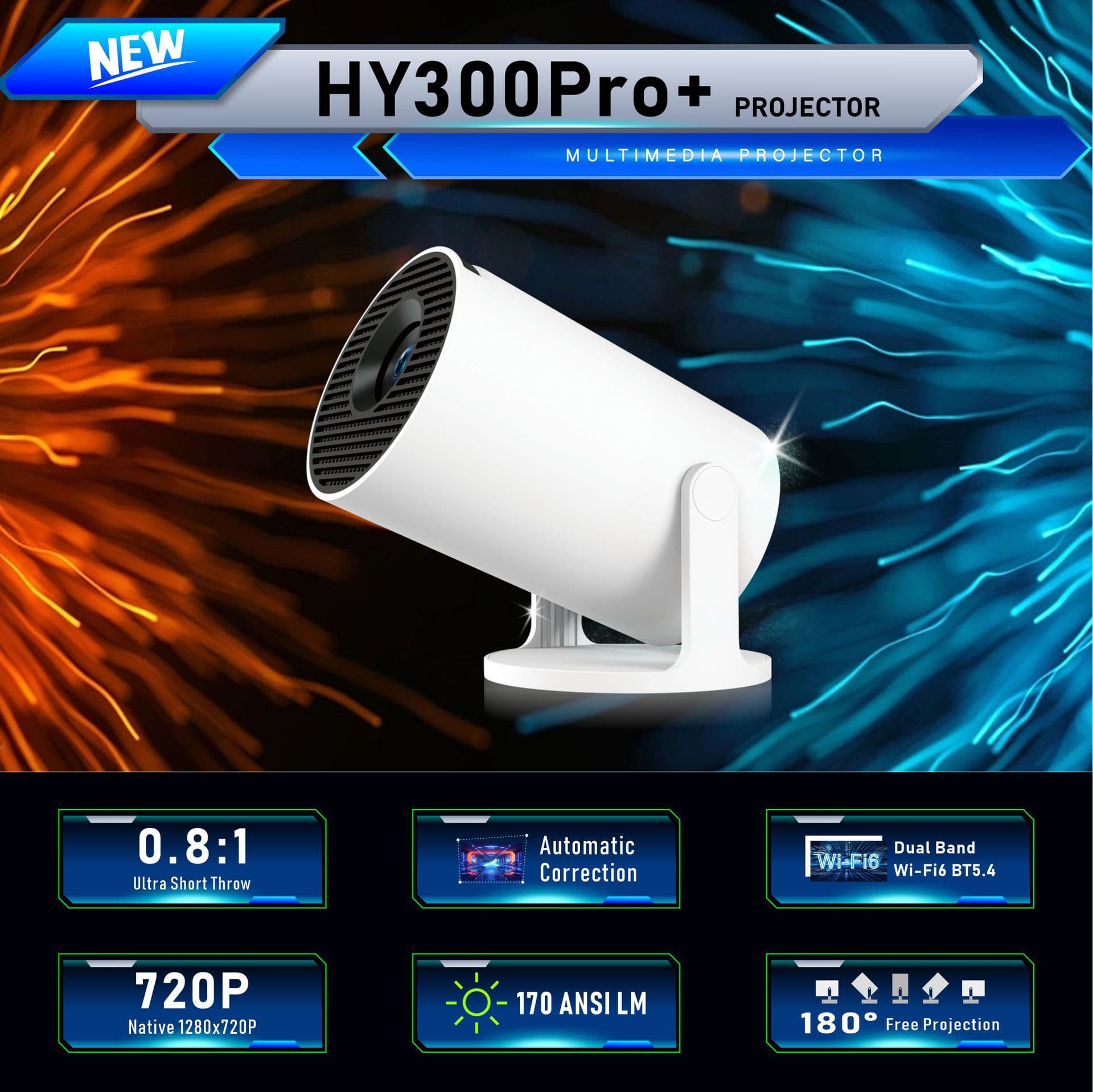 HY300Pro+ Smart Projector Home Android Projector 4K Home HD Projector Hot Selling