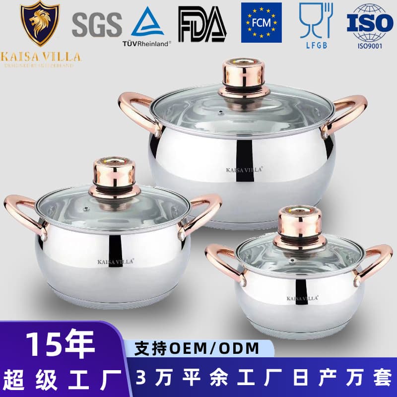 Thickened Food Grade 201 Stainless Steel Soup Pot Slow Cooker with Temperature Display Pot Set with Thermometer Soup Pot Set