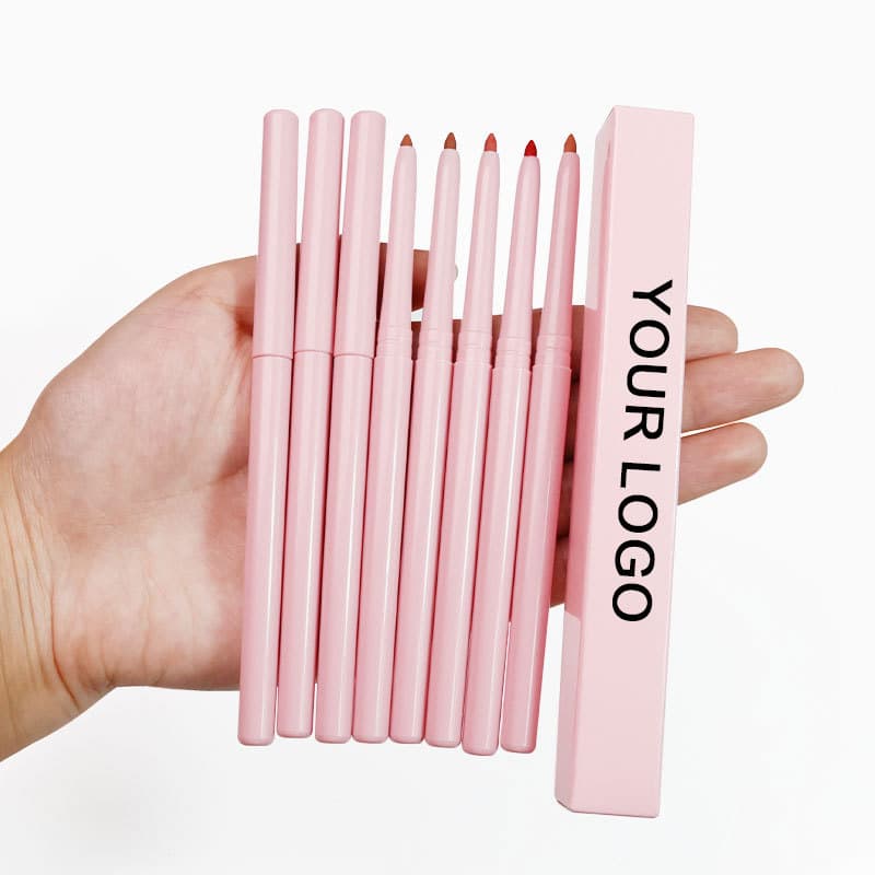 Waterproof Long-lasting Smooth Matte Lip Liner Automatic Lip Pencil Non-stick Cup Easy to Color Pink Series Universal Skin Type
