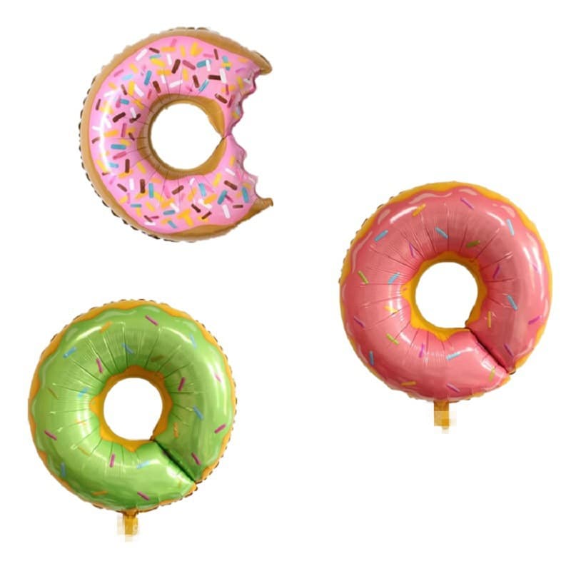 Colorful Cartoon Donut Shaped Balloons Aluminum Foil Half Open Birthday Decoration Balloons Children's Birthday Arrangement Decorative Balloons